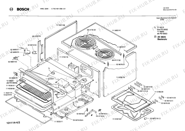 Взрыв-схема микроволновой печи Bosch 0750491058 HMG3200 - Схема узла 02