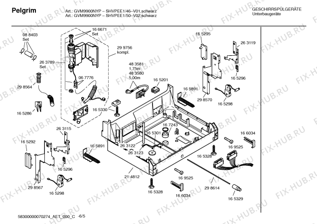 Схема №2 SHVPEE1 GVM990ON с изображением Инструкция по эксплуатации для посудомойки Bosch 00592496