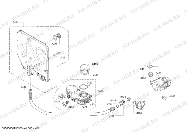 Взрыв-схема посудомоечной машины Bosch SKS51E11EU, SilencePlus - Схема узла 04