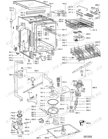Взрыв-схема посудомоечной машины Bauknecht GSF 2739 POWER WS - Схема узла