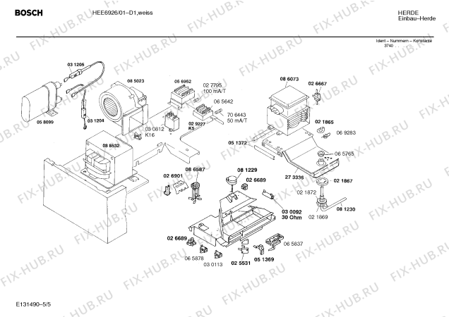 Взрыв-схема плиты (духовки) Bosch HEE6926 - Схема узла 05