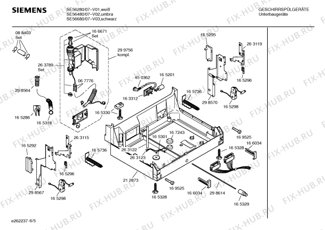 Взрыв-схема посудомоечной машины Siemens SE56480 - Схема узла 05