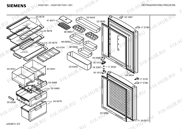 Взрыв-схема холодильника Siemens KG21V61TI - Схема узла 02