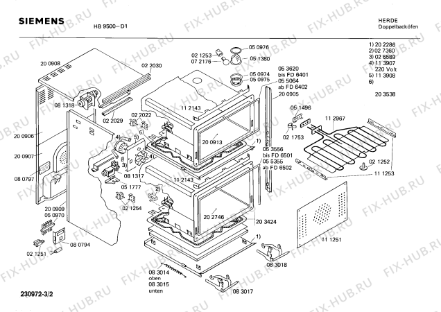 Схема №2 HB95120 с изображением Спиральный нагреватель для плиты (духовки) Siemens 00203538