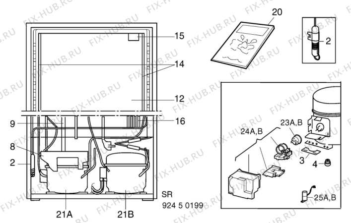 Взрыв-схема холодильника Elektro Helios KF3487 - Схема узла C10 Cold, users manual