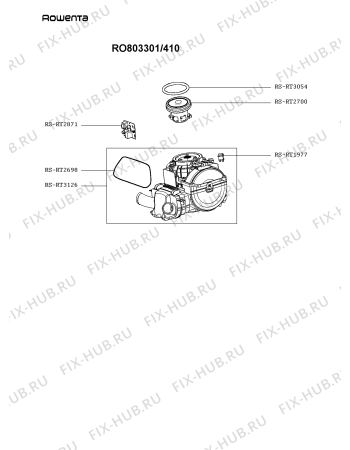 Взрыв-схема пылесоса Rowenta RO803301/410 - Схема узла ZP004071.5P2