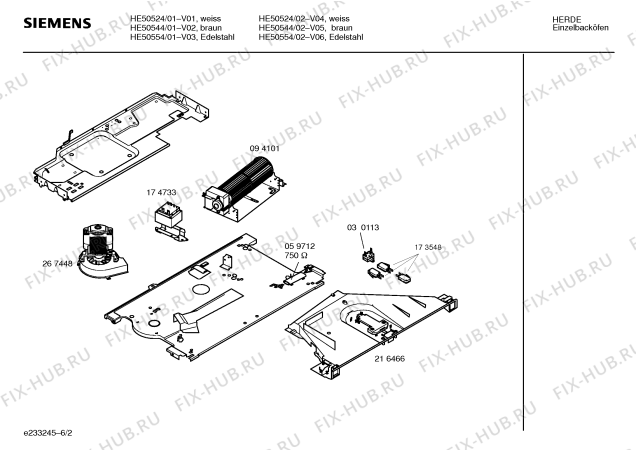 Схема №2 HE50544 с изображением Инструкция по эксплуатации для плиты (духовки) Siemens 00524728