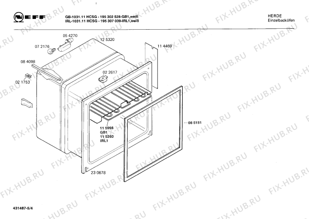 Взрыв-схема плиты (духовки) Neff 195302528 GB-1031.11HCSG - Схема узла 04