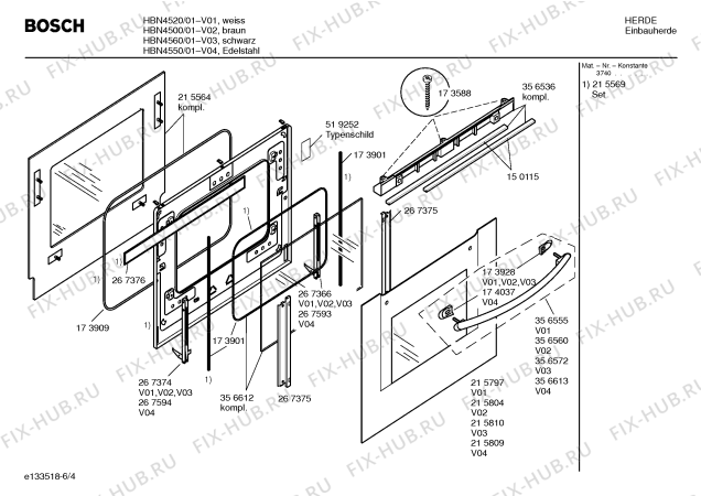 Схема №5 HBN4520 с изображением Инструкция по эксплуатации для плиты (духовки) Bosch 00526111