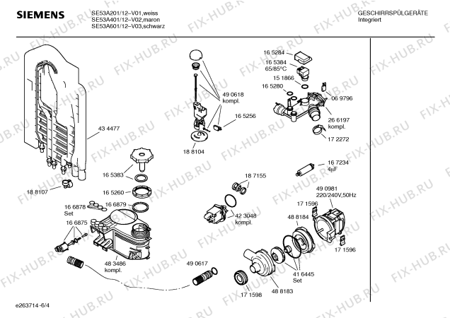 Схема №4 SE53A501 с изображением Инструкция по эксплуатации для посудомойки Siemens 00584601