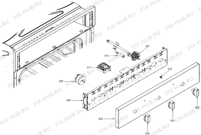 Схема №4 BOG1210AX (347738, GASXXX) с изображением Панель для электропечи Gorenje 378803