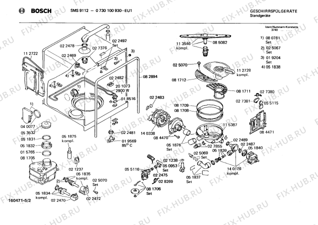 Взрыв-схема посудомоечной машины Bosch 0730100930 SMS9112 - Схема узла 02