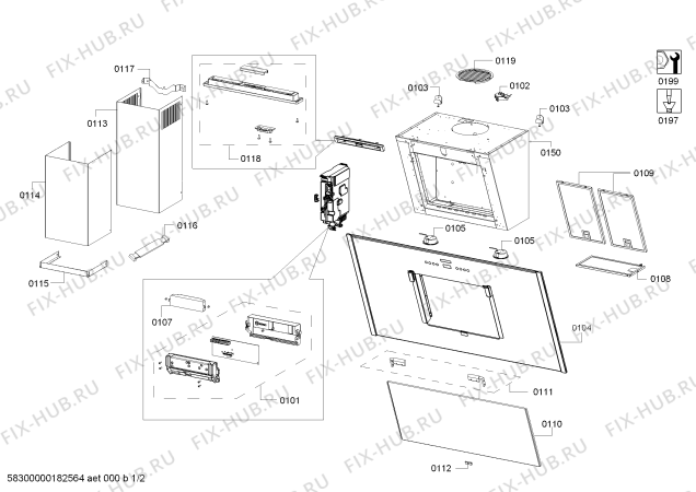 Схема №1 D36DT57N0B NEFF с изображением Рамка для вытяжки Bosch 00714023