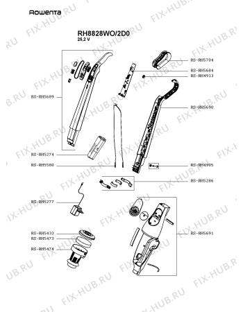 Схема №1 RH8828WO/2D0 с изображением Ручка для электропылесоса Rowenta RS-RH5689