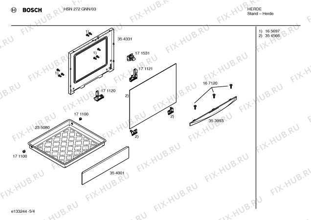 Схема №1 HSN272GNN с изображением Инструкция по эксплуатации для плиты (духовки) Bosch 00524158