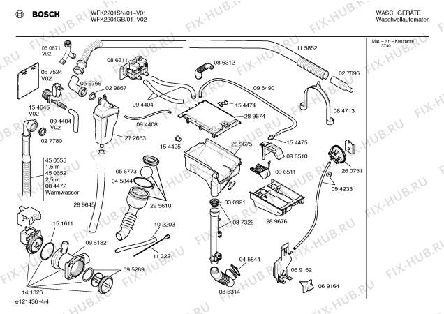Схема №3 WFK2201SN WFK2201 с изображением Таблица программ для стиралки Bosch 00521337