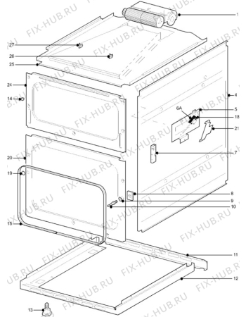 Взрыв-схема плиты (духовки) Zanussi ZCE7350G - Схема узла H10 Outer Frame