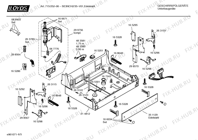 Взрыв-схема посудомоечной машины Lloyds SE3NCH2 Art.: 715/252-06 - Схема узла 05