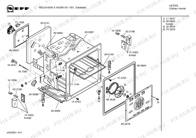 Взрыв-схема плиты (духовки) Neff E1653N1 MEGA 1659 - Схема узла 04