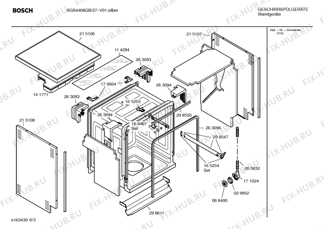 Схема №1 SGS43A18GB Exxcel auto option с изображением Передняя панель для посудомоечной машины Bosch 00366430