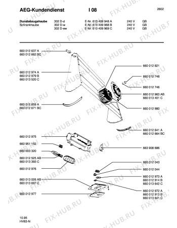 Взрыв-схема вытяжки Aeg 302 D-D/GB - Схема узла Section1