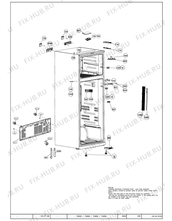 Взрыв-схема холодильника Beko DN156720DX (7264647693) - GENERAL BODY PACKAGE