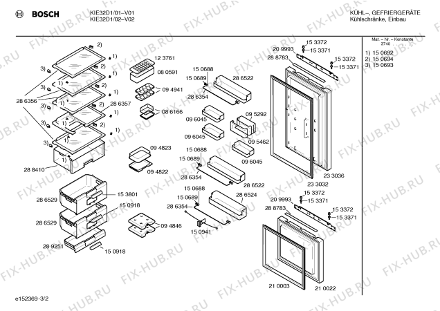 Схема №1 KIE32D1NE с изображением Емкость для холодильной камеры Bosch 00289251