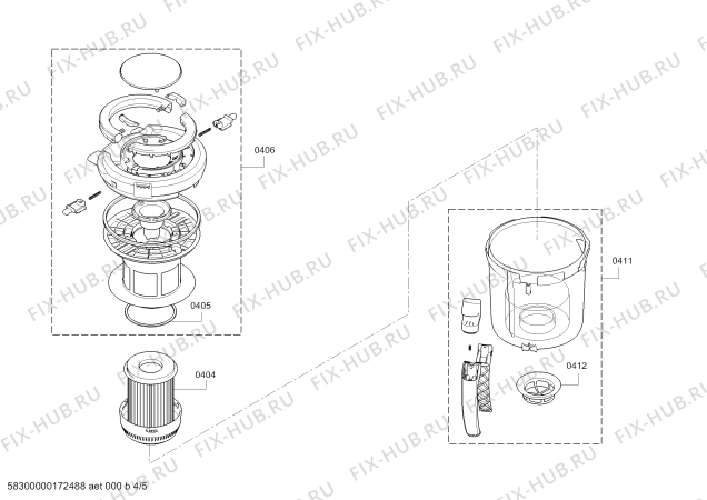Взрыв-схема пылесоса Bosch BGS61438 Roxx´x - Схема узла 04