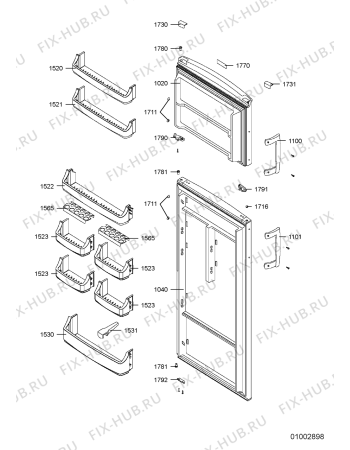 Схема №2 WTH4713 A+S с изображением Дверца для холодильной камеры Whirlpool 482000002927
