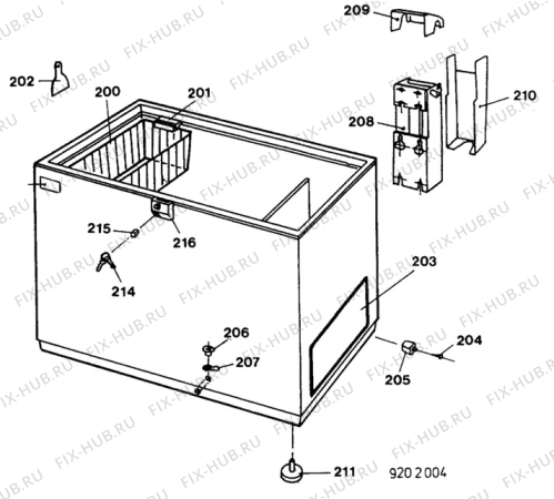 Взрыв-схема холодильника Zoppas P281 - Схема узла C30 Cabinet/interior B