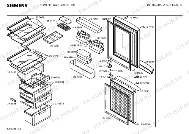 Схема №1 KK23E28TI с изображением Инструкция по эксплуатации для холодильной камеры Siemens 00582415
