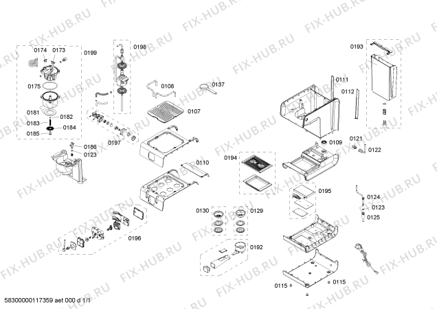 Схема №1 CE7160 ART CREME с изображением Труба для электрокофеварки Bosch 00604641