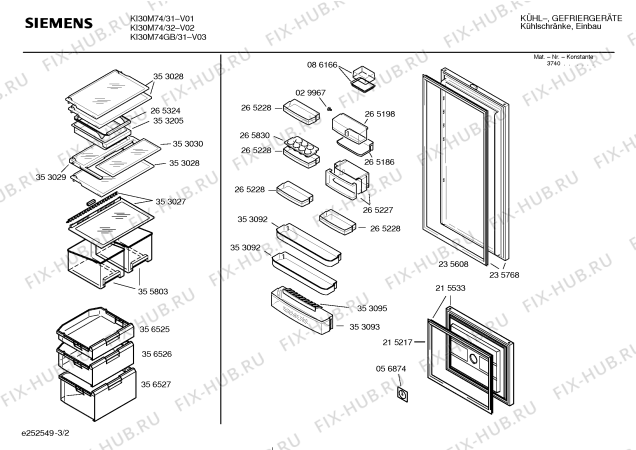 Схема №1 KI30M74GB с изображением Дверь для холодильной камеры Siemens 00235768