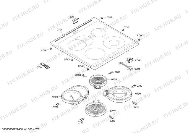 Взрыв-схема плиты (духовки) Bosch HLN424320V - Схема узла 07