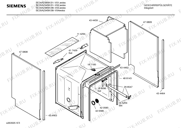 Взрыв-схема посудомоечной машины Siemens SE34A238SK - Схема узла 03