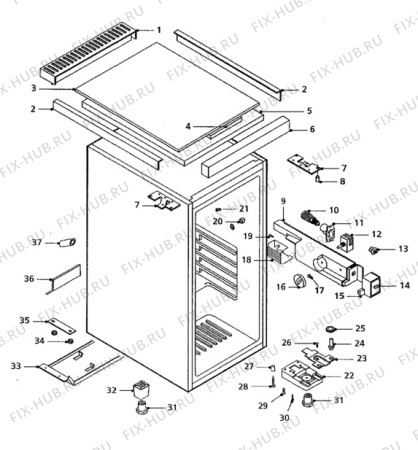 Взрыв-схема холодильника Hansa KK1300 - Схема узла Cabinet + armatures