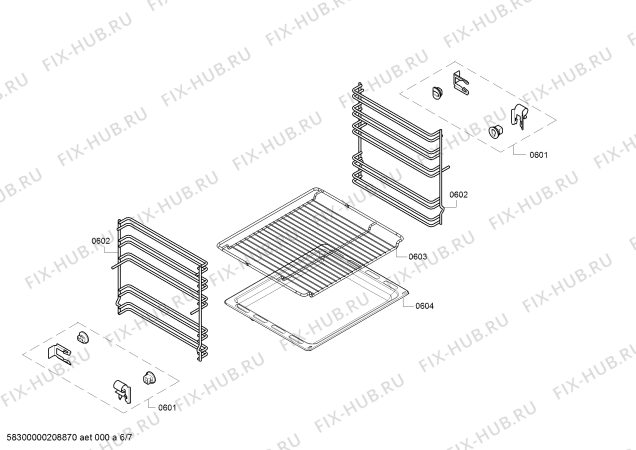 Взрыв-схема плиты (духовки) Bosch HGD524321Z - Схема узла 06