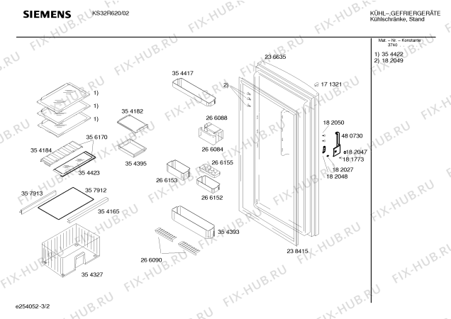 Схема №1 KS32R600 с изображением Инструкция по эксплуатации для холодильной камеры Siemens 00580252