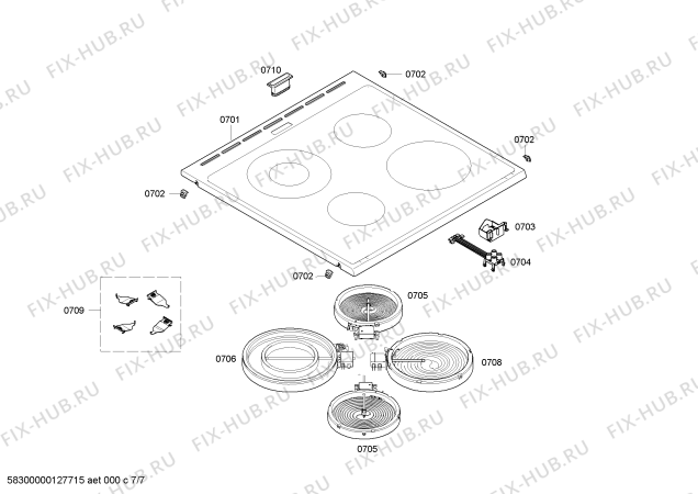 Взрыв-схема плиты (духовки) Bosch HLN343260B - Схема узла 07