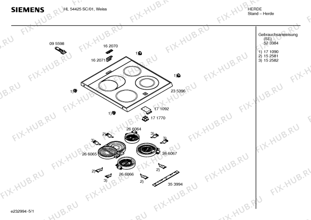 Схема №2 HL54425SC с изображением Инструкция по эксплуатации для духового шкафа Siemens 00523384