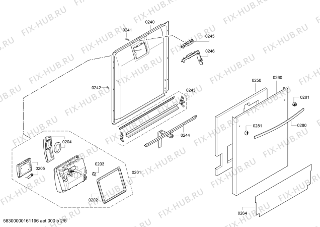 Взрыв-схема посудомоечной машины Bosch SHX5ER55UC, SilencePlus 46dBA - Схема узла 02