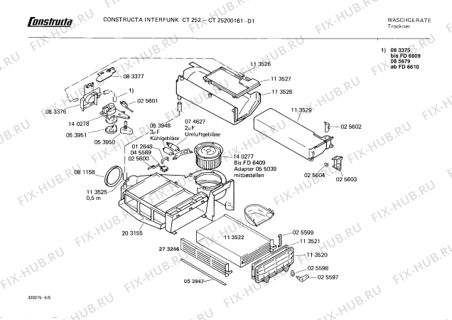 Взрыв-схема сушильной машины Constructa CT25200161 INTERFUNKCT252 - Схема узла 05