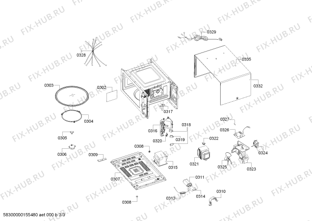 Взрыв-схема микроволновой печи Bosch HMT75M421B - Схема узла 03