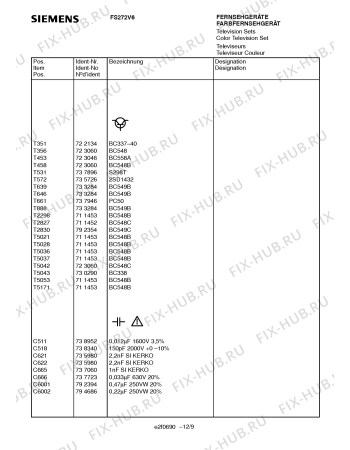 Схема №4 FS272V6 с изображением Инструкция по эксплуатации для жк-телевизора Siemens 00531050