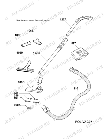 Взрыв-схема пылесоса Electrolux XXL60TOY - Схема узла Accessories