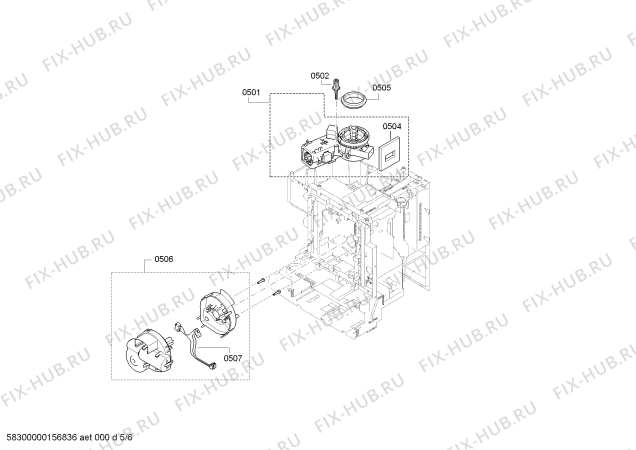 Взрыв-схема кофеварки (кофемашины) Bosch TES50129RW VeroCafe - Схема узла 05