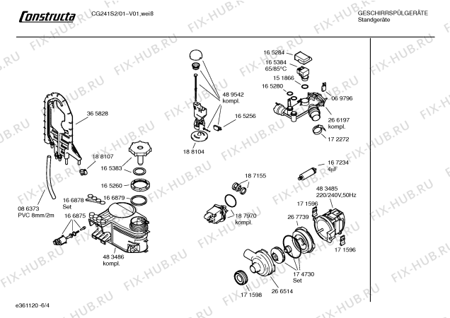 Взрыв-схема посудомоечной машины Constructa CG241S2 S200 - Схема узла 04