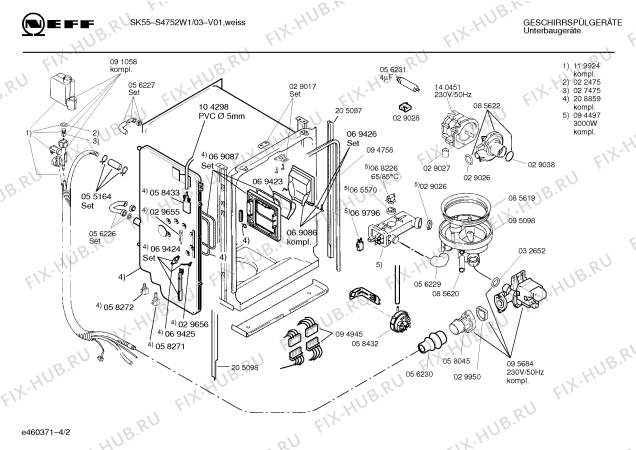 Схема №1 S1752W2GR с изображением Панель для посудомойки Bosch 00285496