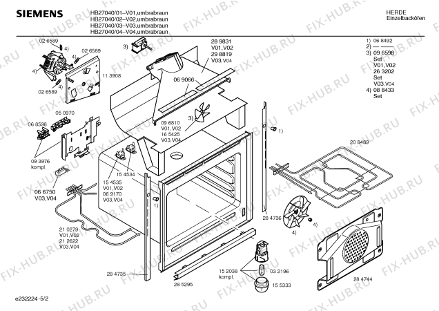 Взрыв-схема плиты (духовки) Siemens HB27040 - Схема узла 02