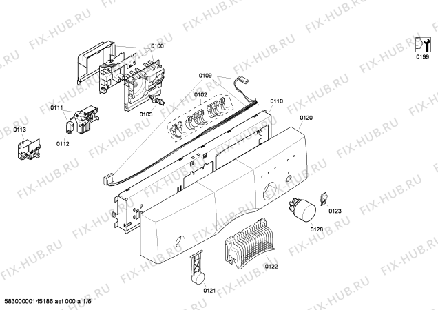Схема №3 SRS43E28EU с изображением Передняя панель для посудомойки Bosch 00700739